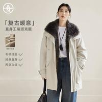 DUIBAI 冬装复古仿兔毛内里派克服工装女式外套