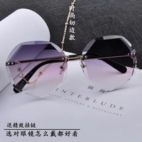 2024新款切边墨镜女韩版潮圆脸复古原宿风太阳眼镜防紫外线ins