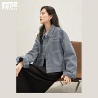 DUIBAI 宽松复古感条纹牛仔外套女2026秋装小个子休闲短款通勤上衣
