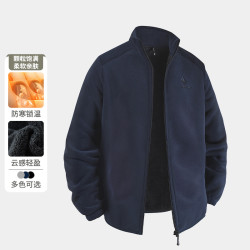 中年男装夹克外套宽松厚款中老年上装男士奥粒绒外套加绒保暖春秋