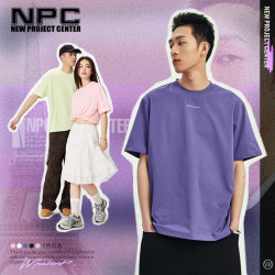 NPC 潮牌宽松凉感尤莱特高能感字圆领舒适索罗娜短袖T恤男NP41TE62