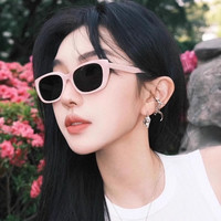 复古时尚个性方形猫眼米粉色墨镜女大脸显瘦防紫外线遮阳镜太阳镜