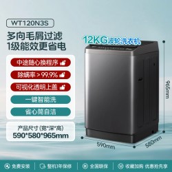 海信 12公斤大容量全自动波轮洗衣机家用租房除螨洗脱一体机N3S