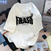 纯棉短袖上衣男女小众百搭设计感T美式复古短袖T恤春夏季圆领休闲