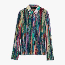 Desigual 新品压褶彩色油漆泼印花女式衬衫