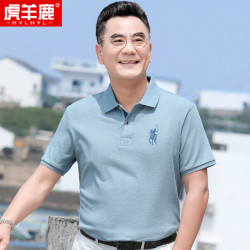 简约爸爸夏装短袖t恤polo衫上衣复古时尚中老年男士t恤
