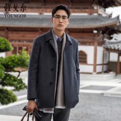 雅戈尔 男士秋冬翻领时尚毛呢子男外套双面呢羊绒加厚