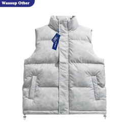 WASSUP OTHER美式潮牌扎染保暖立领马甲男士秋冬宽松情侣棉服外套