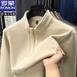 罗蒙 时尚户外男士纯色半拉链立领卫衣舒适保暖秋冬季休闲长袖体恤