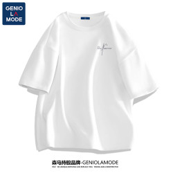 GENIOLAMODE 纯棉短袖t恤男2025夏季新款潮流帅气百搭体恤男士上衣