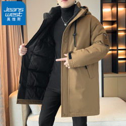 真维斯 2026新品中长款棉衣男士冬天加厚防寒外套冬季潮流连帽棉服