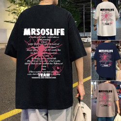 特别派 纯棉短袖男夏季新款蛛网字母薄款体恤衫ins宽松潮流休闲圆领半袖