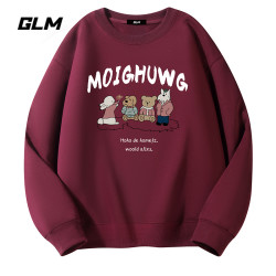 GLM 集团品牌GLM秋冬季时尚卫衣外套宽松长袖T恤加绒打底衫衣服男装潮