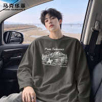马克华菲 100%棉 男士纯棉长袖T恤