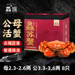 鱻谣 大闸蟹 公蟹140-155g+母蟹90-105g 6只 礼盒装