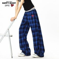 CHARLES JANG'S HAPPY HEART 美式潮流格子休闲裤子春秋2026新款男女生夏季直筒长裤