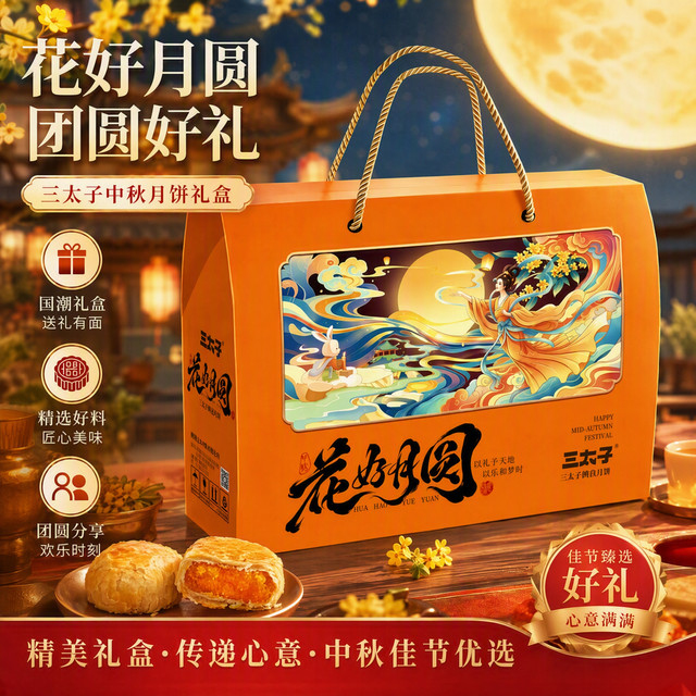 三太子 正宗黄庄高档月饼礼盒1212g