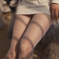 FOURDATRY 1双装珠光女袜薄款亮片亮晶晶春夏季超薄美腿连裤袜