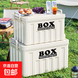 京喜 露营收纳箱车载储物箱汽车后备箱整理箱户外野营野餐大号置物箱子 【奶白色】37*25*23cm