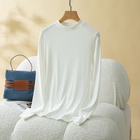 若栢溪 秋季半高领细腻柔软堆堆领长袖打底衫女贴身内搭修身女士秋衣