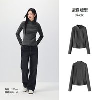 森马 外套女冬短款插肩袖分割抓毛内搭立领紧身2026新款运动风夹克