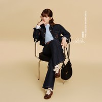 TEENIE WEENIE TeenieWeenie小熊微喇牛仔裤女26秋复古显瘦通勤裤