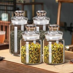 格娜斯 透明小号茶叶罐家用食品级密封罐便携茶罐收纳玻璃瓶带盖储物罐子