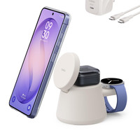 贝尔金 Qi2.2 25W 磁性无线充电站,三合一三星充电器