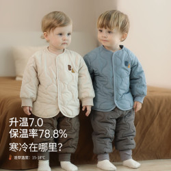 巴厘小猪 儿童棉服套装男童校服神器秋冬棉衣女童夹棉家居睡衣冬季宝宝棉袄 月光蓝 110