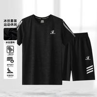 双鱼 运动套装男T恤短裤训练健身跑步羽毛球服轻薄透气