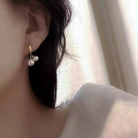 花饰庄园 简约珍珠几何耳扣女 新款ins风气质通勤日常百搭S925银针耳饰 珍珠耳扣