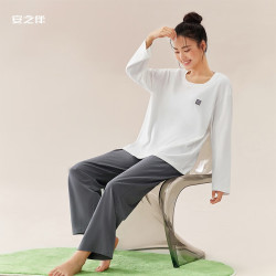 安之伴 软绵绵睡衣女款柔软亲肤舒适圆领套头宽松家居服