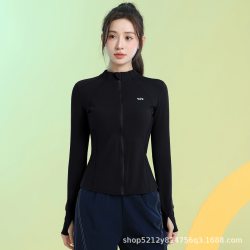 雪琅风 健身长袖瑜伽上衣女新款跑步训练运动服春秋速干外套后背拉链口袋