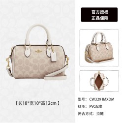 COACH 女士 ROWAN系列波士顿包单肩圆筒斜挎包 CW329