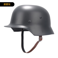 战术兵 德式头盔二战M35钢盔防暴哈雷摩托车头盔 全钢材质1.5kg 原野灰 均码（55-59cm）