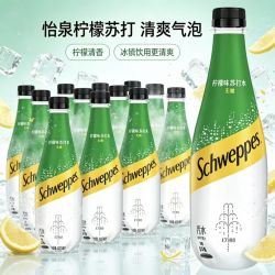 可口可乐 怡泉苏打水无糖柠檬味400ml*12瓶可口可乐调饮聚会丰富气泡饮品