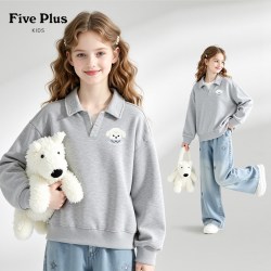 Five Plus 儿童秋季polo衫2026新款女童假两件翻领衣服小女孩上衣