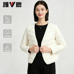 雅鹿 1972 雅鹿轻薄羽绒服内胆女短款2026冬季新款修身V领内搭短款保暖外套