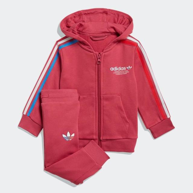adidas 春秋季女小童经典舒适耐磨连帽长袖外套长裤运动休闲套装
