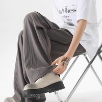 马登 冰丝山本裤男夏季薄款宽松百搭潮流阔腿休闲裤垂感直筒长裤子