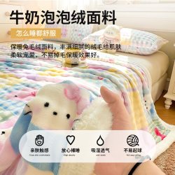 俞兆林 冬季加绒牛奶绒床单单件加厚珊瑚绒雪花毛绒单人毛毯枕套三件套