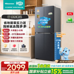 海信 囤多多系列 BCD-511E3SCNKD 风冷十字门冰箱 511L 灰色