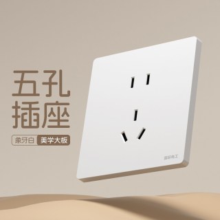 国际电工 86型白色开关插座家用套装暗装墙壁一开五孔电源面板多孔