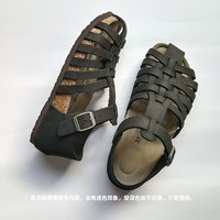 岛外 DAOWAI勃肯罗马凉鞋后包编织头层牛皮复古舒适平底博肯鞋女
