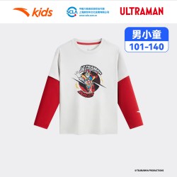 安踏 儿童男童长袖T恤青少年童装秋装2026春秋季新款奥特曼运动长T