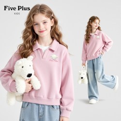 Five Plus 儿童春秋款假两件卫衣2026新款女童polo衫女孩翻领衣服