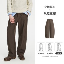 NVG·YOUNG navigare小帆船卡其色休闲裤男加绒保暖秋季新款宽松长裤防风耐磨
