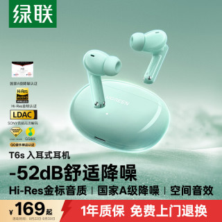绿联 T6s 主动降噪 雅川青 真无线蓝牙耳机