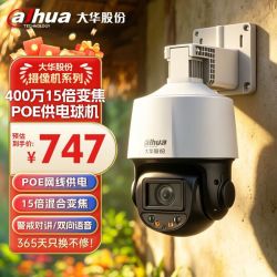 大华 dahua大华摄像头400万超清15倍变焦球机360度全景跟踪POE供电全彩警戒对讲监控器 DH-P