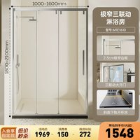九牧 定制-184454 不锈钢三联动干湿分离整体淋浴房 1m-1.09m 银色